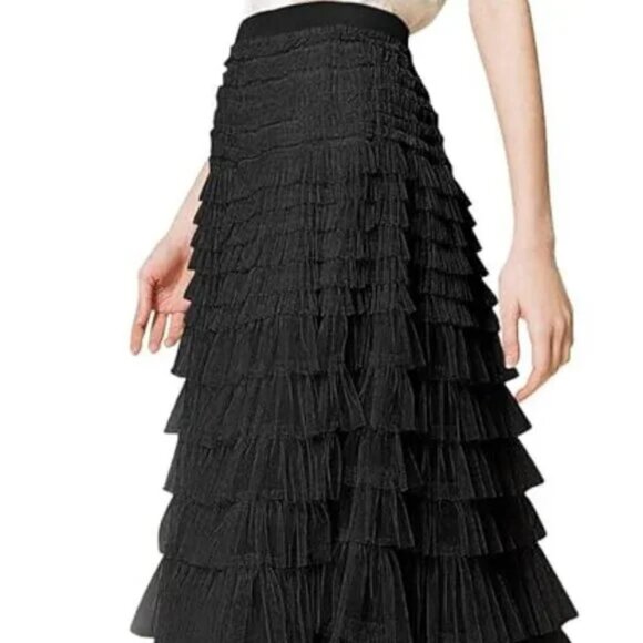 Tiered Tulle Maxi Skirt Black - Picture 3 of 4